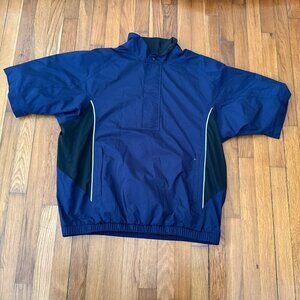 DryJoys Footjoy Jacket Men's Blue Windbreaker 1/4 Zip Short Sleeve Golf Size L